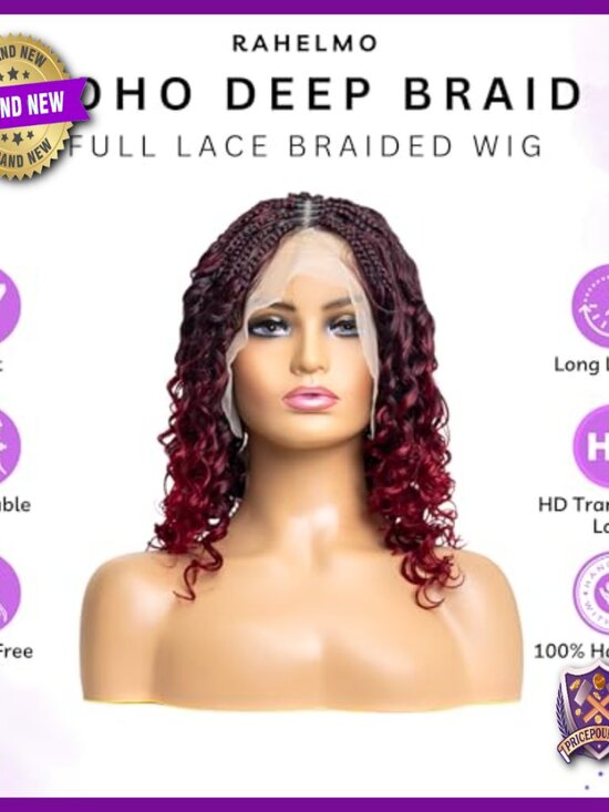 Synthetic Knotless Braided Wig with Curls, Glueless Design, Adjustable Fit main image 5